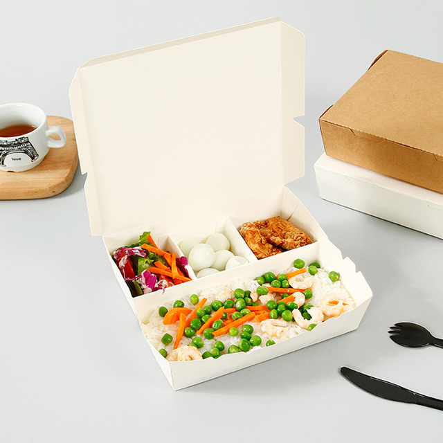 Customized Printing Eco Friendly Food Sushi Hamburger Fried Chicken Takeaway Packaging Paper Lunch Box for Food