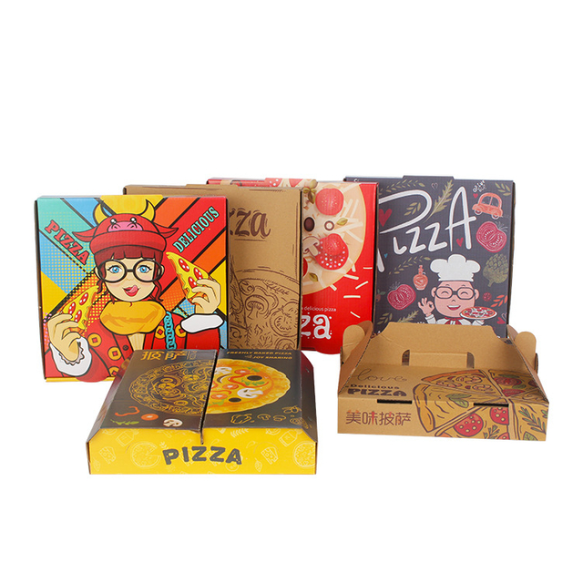 Custom 8 12 14 28 Inch Logo Takeaway Carton Corrugated Black Pack Boite Kutusu Pizza Box