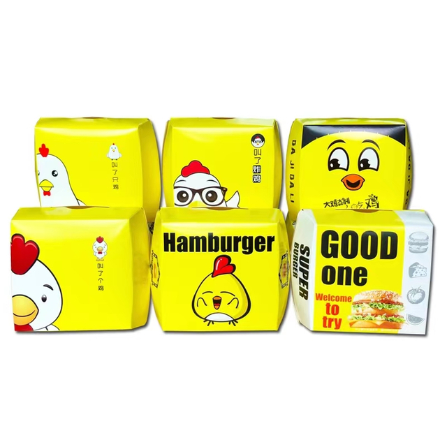 Custom Design Logo Food Grade Cardboard Eco Friendly Paper Packaging Burger Boxes