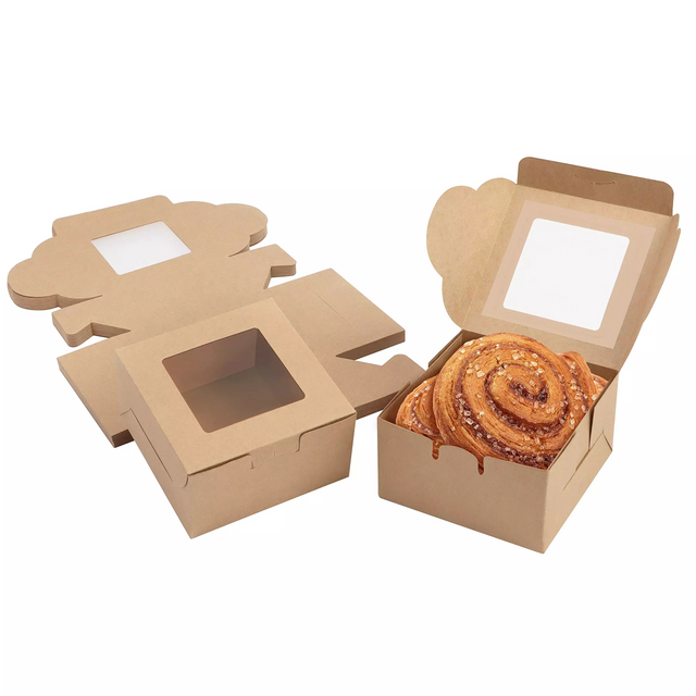 Custom Logo Printed Takeaway Kraft Paper Cake Boxes