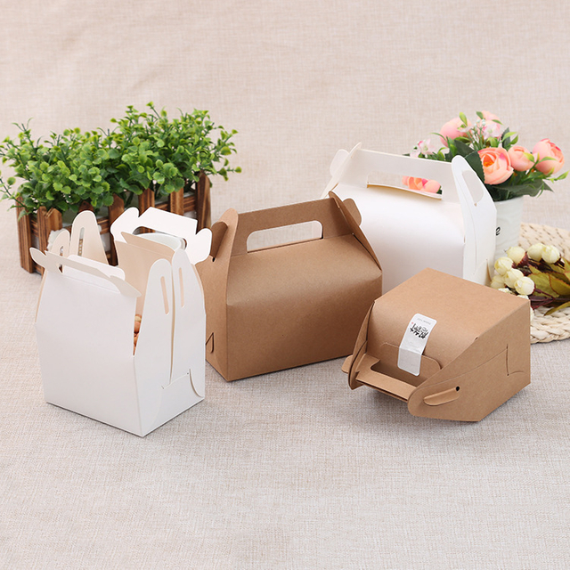 Wholesale Custom White Kraft Paper Bakery Birthday Merry Christmas Cake Dessert Box