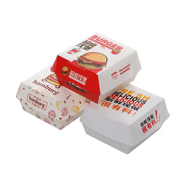 Custom Design Logo Takeaways Fast Food Cardboard Paper Burger Box