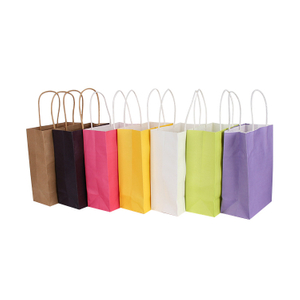  Custom Design Logo Recyclable Shopping Food Packing Kraft Paper Bag with Handle 