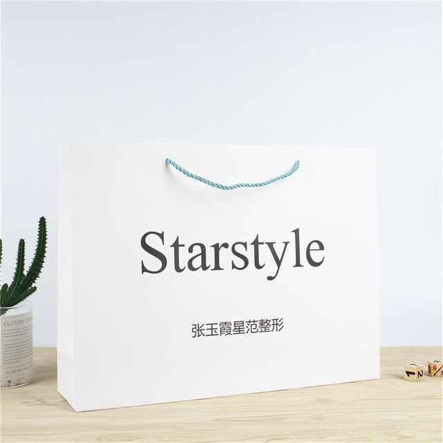 Custom Printed Your Own Logo cardboard packaging White Brown Kraft Gift Craft Shopping Paper Bag With Handles