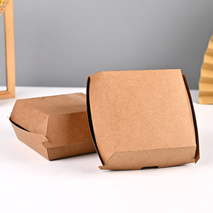 Custom packaging eco friendly square foldable print kraft brown paper cookie snack chicken pizza burger box China manufacturer