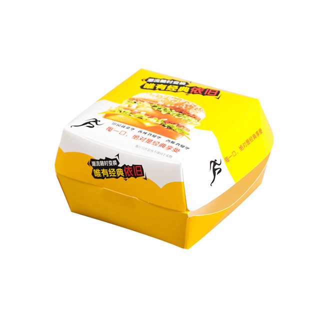 Customized printed logo eco reusable potato chip french fries fried chicken sushi paper hamburger packaging clamshell burger box