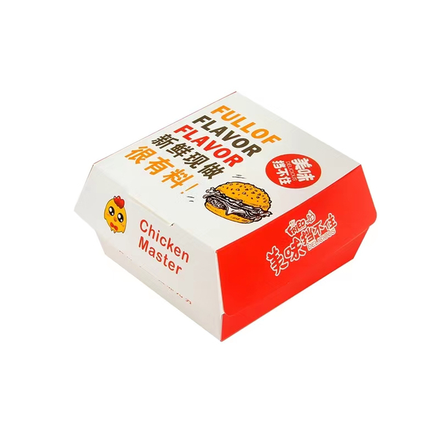 Custom Factory Design Logo Disposable Food Takeaway Cardboard Paper Burger Box