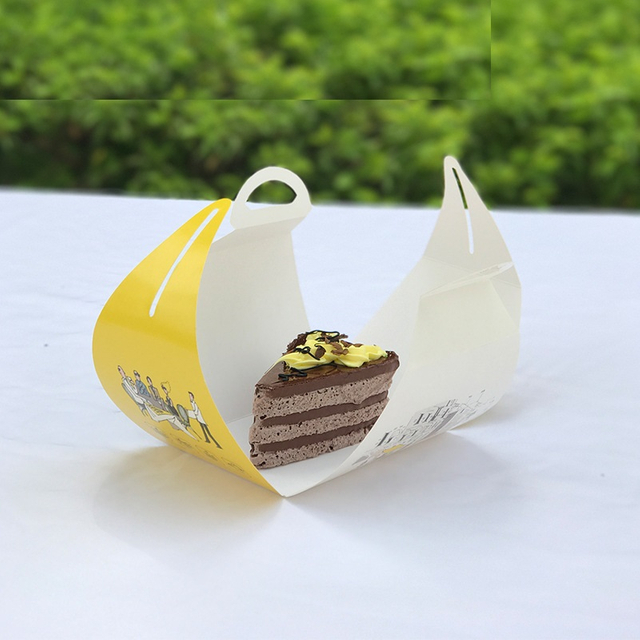 Customized Wholesale White Cardboard Paper Cake Dessert Paper Box with Handle