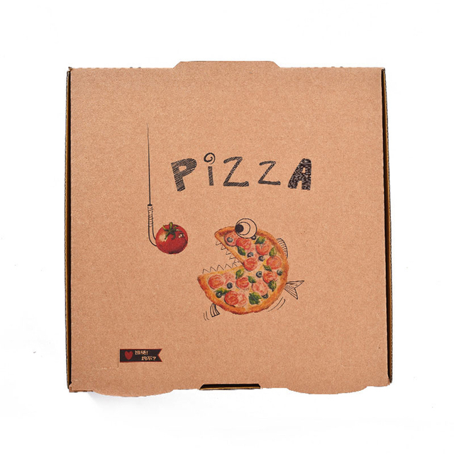 Custom Print Logo Size Color Food Grade Kraft Corrugated Paper Bulk Square Pizza Box 