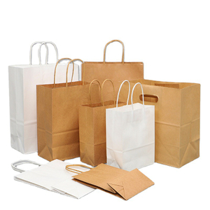  Custom Logo Clothing Shopping Gift Food Product Packaging Kraft Paper Bag with Handle