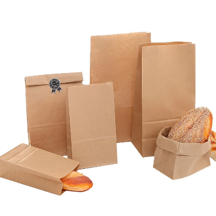 Custom Printed Logo Food Kraft Packaging Paper Bread Bag with Window