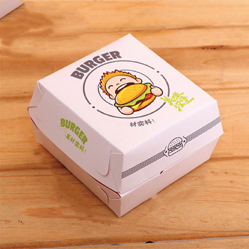 Custom Printing Logo Hamburger White Kraft Paperboard Food Packaging Burger Box